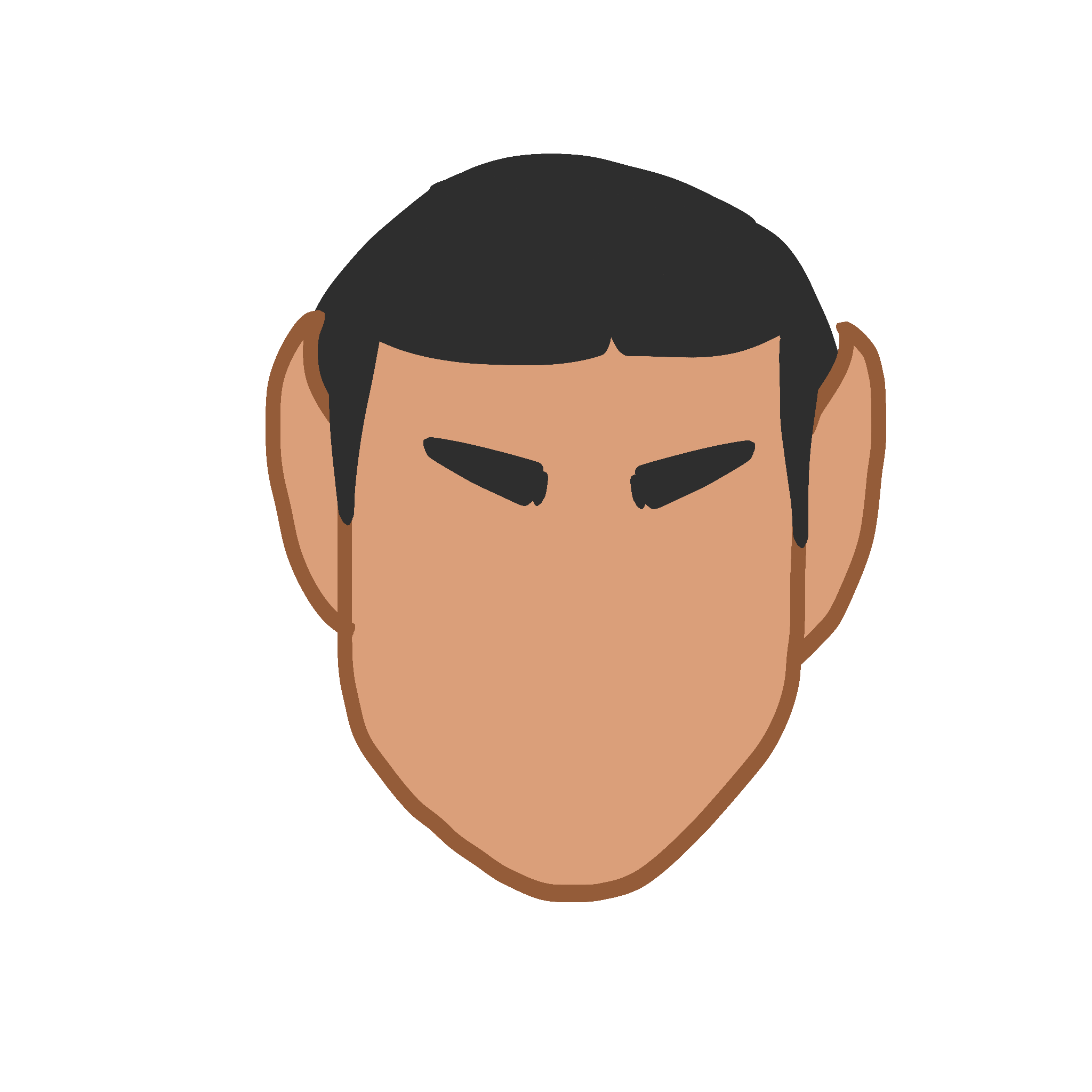  a Vulcan head with no features aside from black eyebrows and hair.